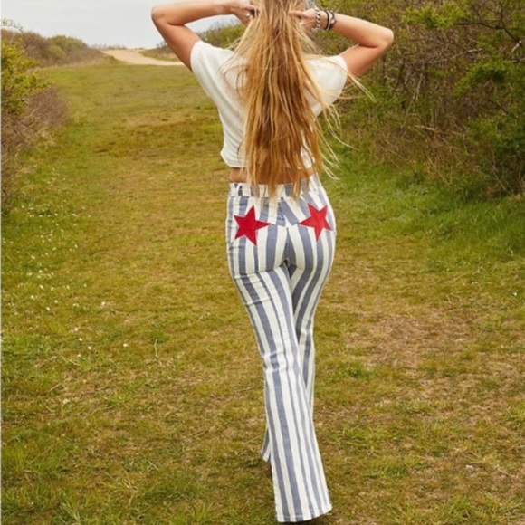 Free People Denim - Free People Firecracker Striped Flare Jeans Size 25